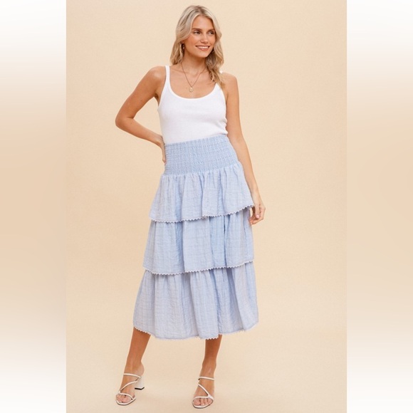 Hem & Thread Dresses & Skirts - Hem & Thread Light Blue Tiered Maxi Skirt